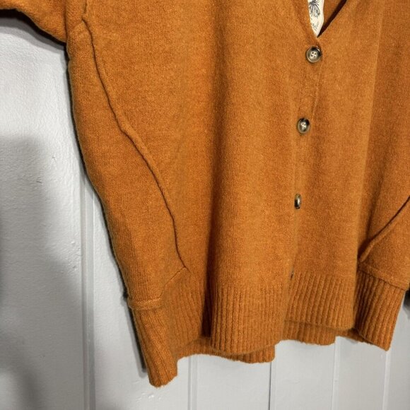Easel Oversized Top it off Sweater Button Front Grampa Cardigan Ginger orange S - Picture 8 of 15
